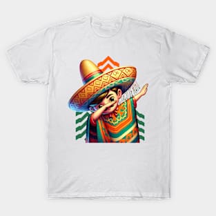 Mexican Boy Dabbing Poncho Cinco de Mayo T-Shirt